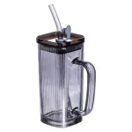 Кружка скляна з кришкою та трубочкою 280 (мл) чашка з трубочкою та кришкою на подарунок HP-19-52 (HP-19-52)