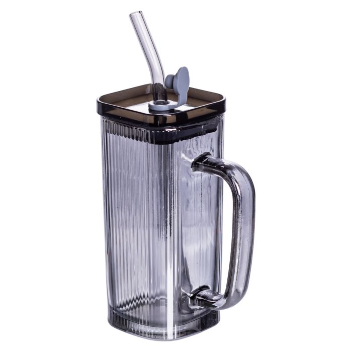Кружка скляна з кришкою та трубочкою 280 (мл) чашка з трубочкою та кришкою на подарунок HP-19-52 (HP-19-52) - зображення 1