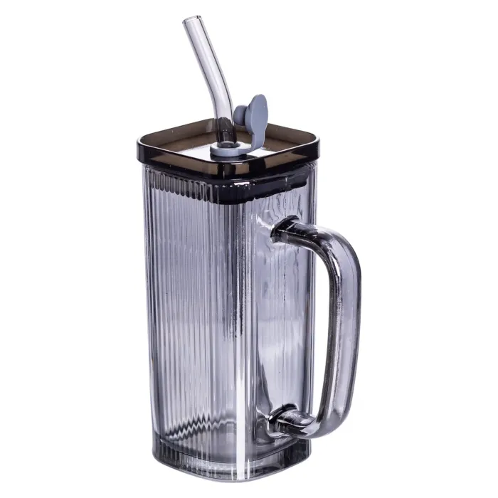 Кружка скляна з кришкою та трубочкою 280 (мл) чашка з трубочкою та кришкою на подарунок HP-19-52 (HP-19-52) - зображення 1