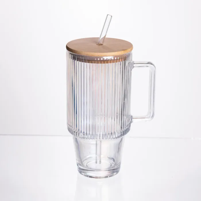 Кружка скляна з кришкою і трубочкою 750 (мл) HP-19-49 (HP-19-49) - зображення 1