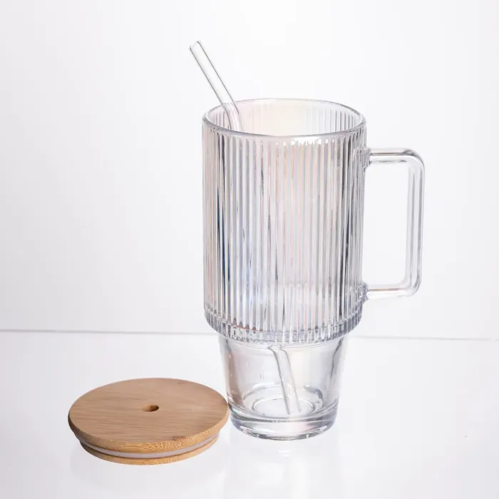 Кружка скляна з кришкою і трубочкою 750 (мл) HP-19-49 (HP-19-49) - зображення 3