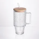 Кружка скляна з кришкою та трубочкою 750 (мл) чашка з трубочкою та кришкою на подарунок HP-19-48N (HP-19-48N)