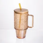 Скляна чашка з кришкою і трубочкою 750 мл Коричнева HP-19-50NR (HP-19-50NR)