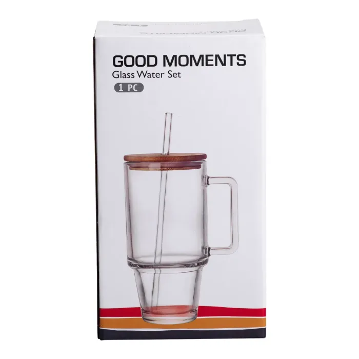 Кружка скляна з кришкою та трубочкою 750 (мл) Сірий HP-19-50 (HP-19-50) - зображення 6