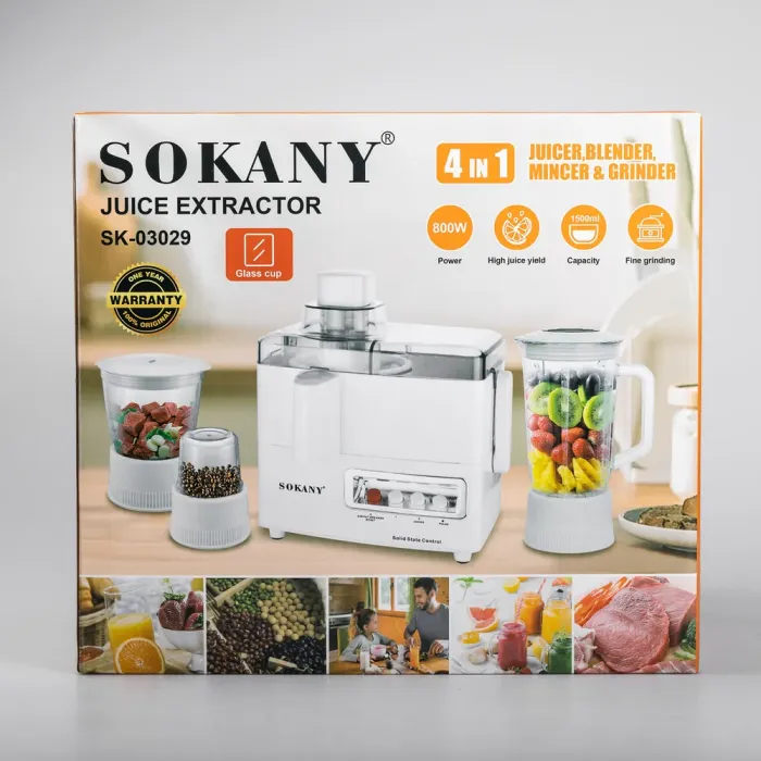 Кухонный комбайн с соковыжималкой и кофемолкой 4 в 1 блендер 800 Вт Sokany (SK-03029) - изображение 10