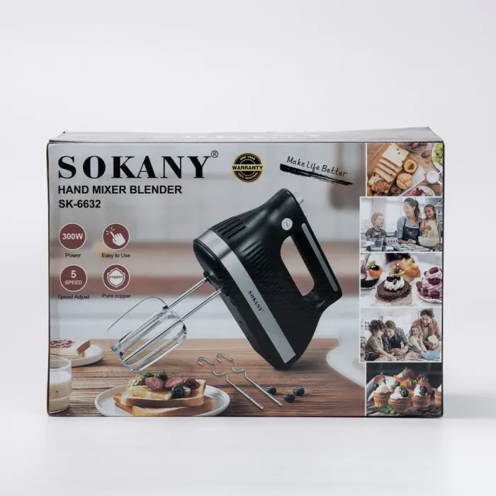 Кухонный миксер ручной с 2 насадками Sokany электромиксер для взбивания крема, яиц, сливок 300 Вт (SK-6632) - изображение 10