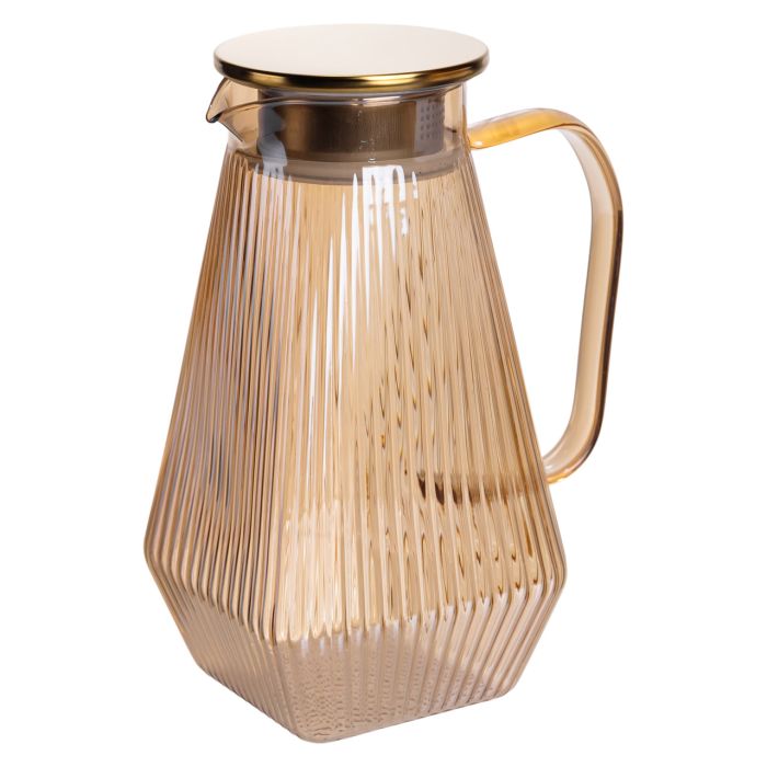 Глечик 1.8 л зі склянками 6 штук по 200 (мл) графин для компоту соку води лимонаду глечик для напоїв Коричневий HP-19-39 (HP-19-39) - изображение 4