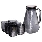 Глечик 1.8 л зі склянками 6 штук по 200 (мл) графин для компоту соку води лимонаду глечик для напоїв Сірий HP-19-38S (HP-19-38S)