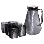 Глечик 1.8 л зі склянками 6 штук по 200 (мл) графин для компоту соку води лимонаду глечик для напоїв Сірий HP-19-38S (HP-19-38S)