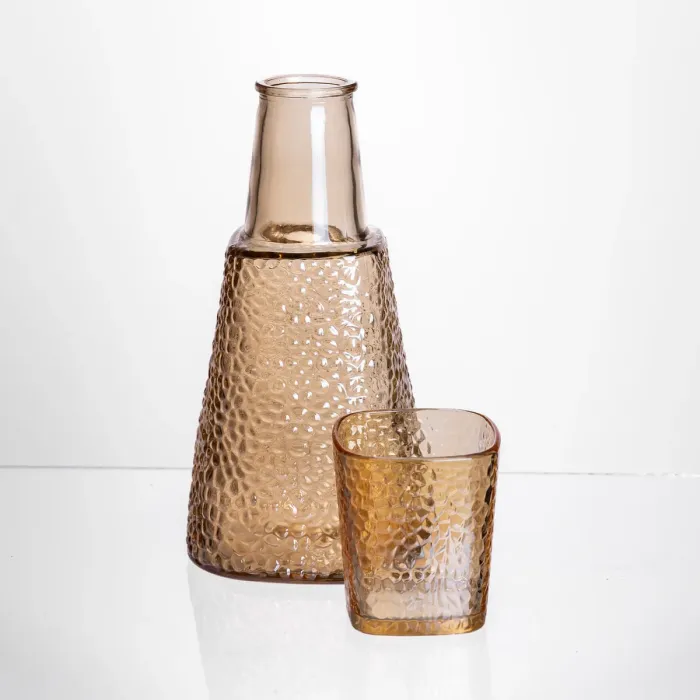 Глечик 1 літр зі склянкою 1 (шт) 200 (мл) графин для компоту соку води лимонаду глечик для напоїв Коричневий HP-19-PYF-4 (HP-19-PYF-4) - зображення 3