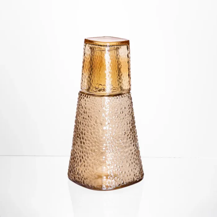 Глечик 1 літр зі склянкою 1 (шт) 200 (мл) графин для компоту соку води лимонаду глечик для напоїв Коричневий HP-19-PYF-4 (HP-19-PYF-4) - зображення 4