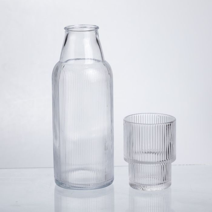 Глечик 700 мл зі склянкою 1 (шт) графин для компоту соку води лимонаду глечик для напоїв Прозорий HP-19-L3 (HP-19-L3) - зображення 2
