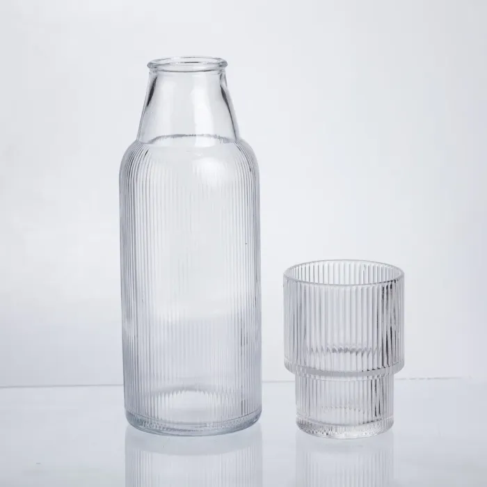 Глечик 700 мл зі склянкою 1 (шт) графин для компоту соку води лимонаду глечик для напоїв Прозорий HP-19-L3 (HP-19-L3) - зображення 2
