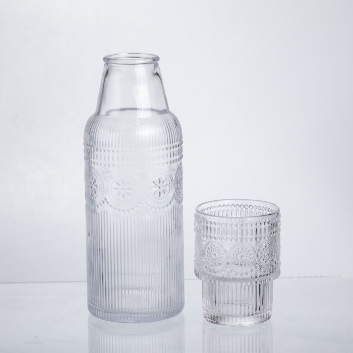 Глечик 700 мл зі склянкою 1 (шт) графин для компоту соку води лимонаду глечик для напоїв Прозорий HP-19-L4 (HP-19-L4) - зображення 2
