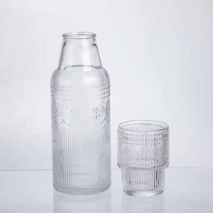 Глечик 700 мл зі склянкою 1 (шт) графин для компоту соку води лимонаду глечик для напоїв Прозорий HP-19-L4 (HP-19-L4) - зображення 2