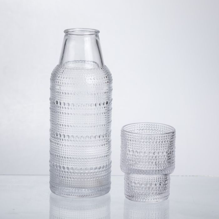 Глечик 700 мл зі склянкою 1 (шт) графин для компоту соку води лимонаду глечик для напоїв Прозорий HP-19-L1 (HP-19-L1) - зображення 2