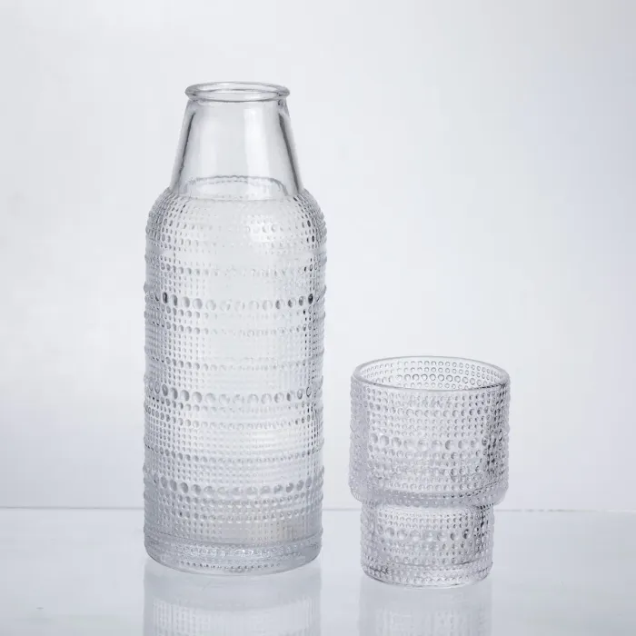 Глечик 700 мл зі склянкою 1 (шт) графин для компоту соку води лимонаду глечик для напоїв Прозорий HP-19-L1 (HP-19-L1) - зображення 2
