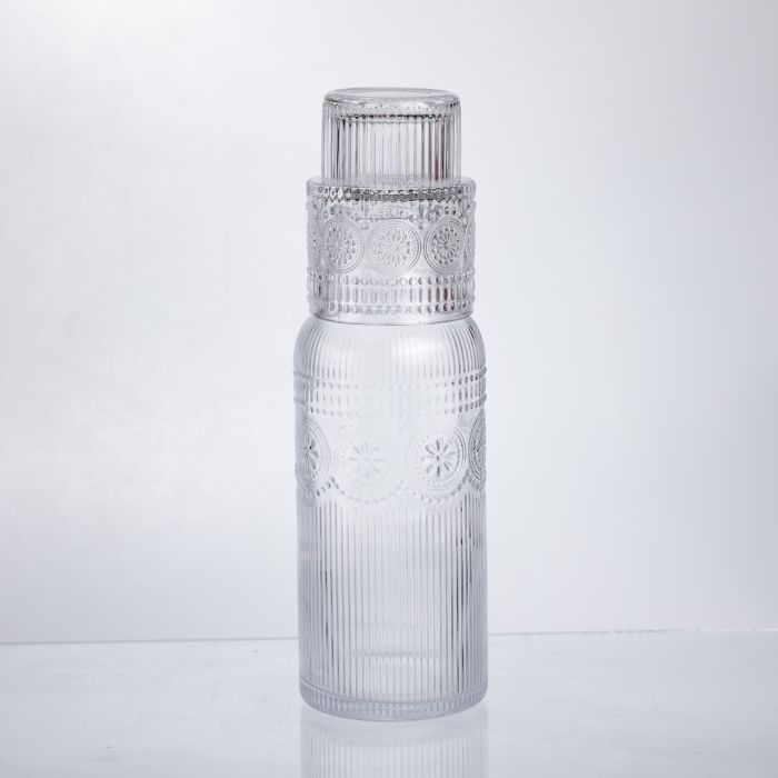 Глечик 700 мл зі склянкою 1 (шт) графин для компоту соку води лимонаду глечик для напоїв Прозорий HP-19-L4 (HP-19-L4) - зображення 1