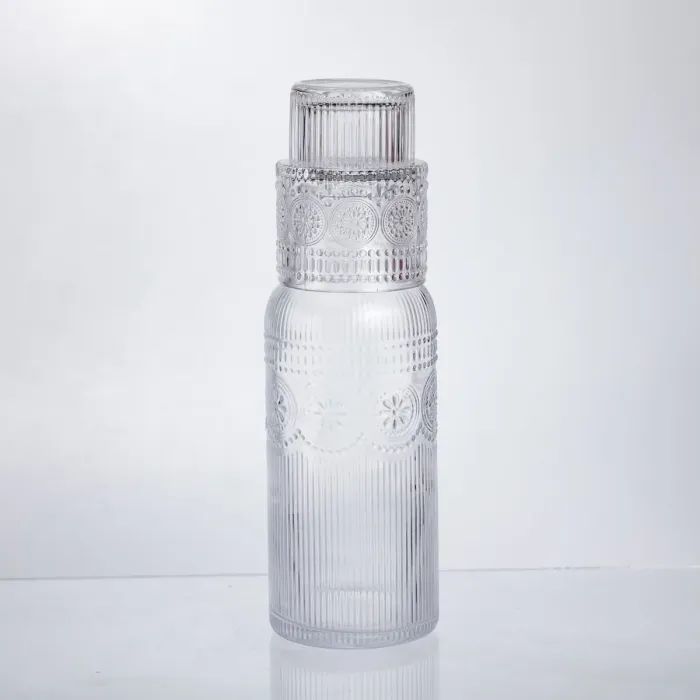 Глечик 700 мл зі склянкою 1 (шт) графин для компоту соку води лимонаду глечик для напоїв Прозорий HP-19-L4 (HP-19-L4) - зображення 1