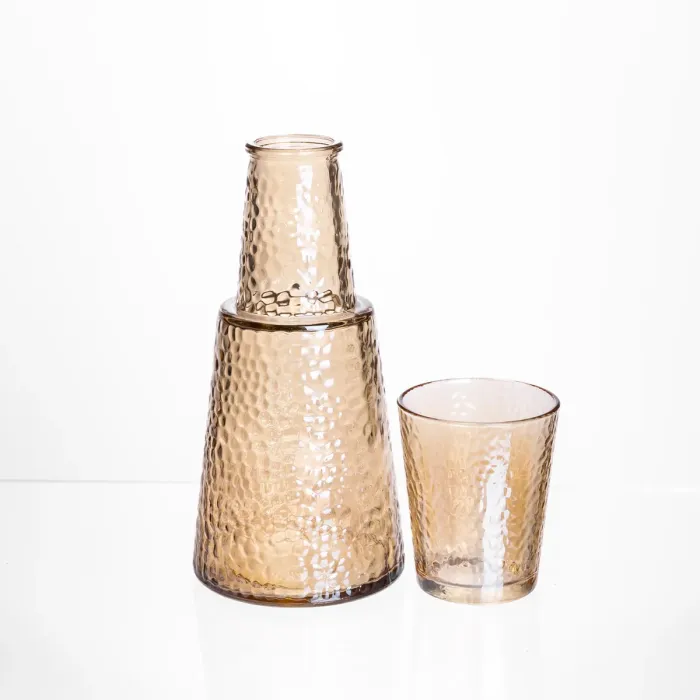 Глечик 800 мл зі склянкою 1 (шт) 250 (мл) графин для компоту соку води лимонаду глечик для напоїв Коричневий HP-19-TH-2 (HP-19-TH-2) - зображення 1