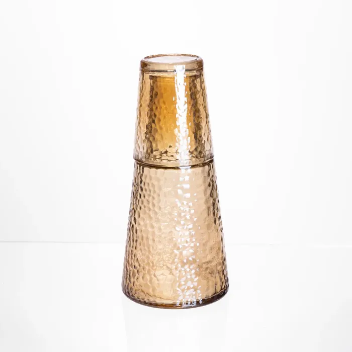 Глечик 800 мл зі склянкою 1 (шт) 250 (мл) графин для компоту соку води лимонаду глечик для напоїв Коричневий HP-19-TH-2 (HP-19-TH-2) - зображення 2