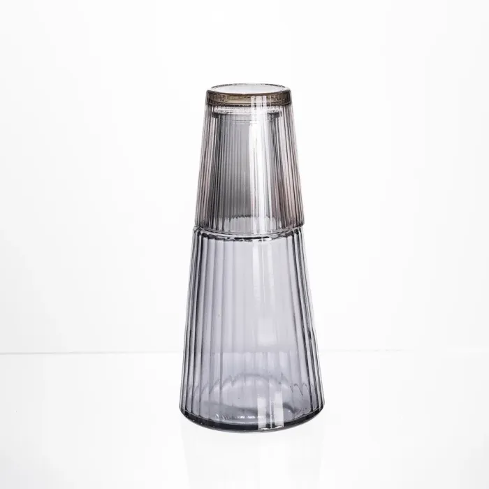 Глечик 800 мл зі склянкою 1 (шт) 250 (мл) графин для компоту соку води лимонаду глечик для напоїв Прозорий HP-19-TH-3 (HP-19-TH-3) - зображення 2