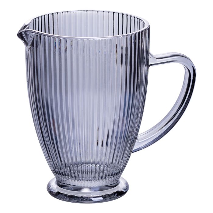 Глек для компоту 1.2 (л) лимонаду, мохіто, сангрії прозорий ребристий фігурний скляний 18.2 (см) Сірий HP-19-7118G (HP-19-7118G) - зображення 1