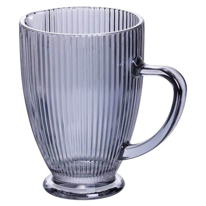 Глек для компоту 1.2 (л) лимонаду, мохіто, сангрії прозорий ребристий фігурний скляний 18.2 (см) Сірий HP-19-7118G (HP-19-7118G) - зображення 2