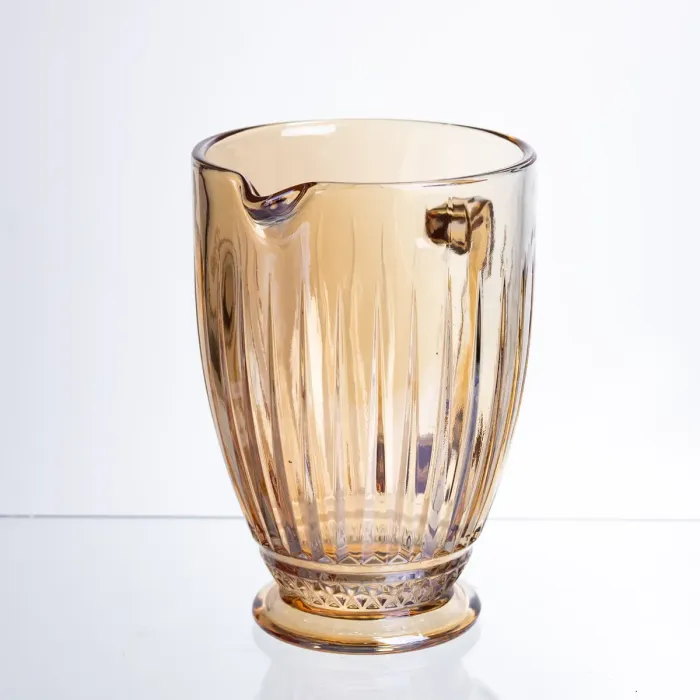 Глечик для напоїв 1.2 л фігурний прозорий ребристий з товстого скла бурштиновий HP-19-243 (HP-19-243) - зображення 2