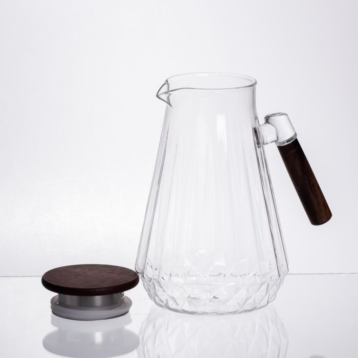 Глечик для напоїв 1.7 (л) для компоту, мохіто, лимонаду, сангрії скляний глечик із ручкою й бамбуковою кришкою 64486-71 (64486-71) - изображение 2