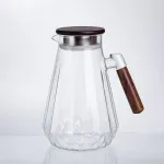 Глечик для напоїв 1.7 (л) для компоту, мохіто, лимонаду, сангрії скляний глечик із ручкою й бамбуковою кришкою 64486-71 (64486-71)
