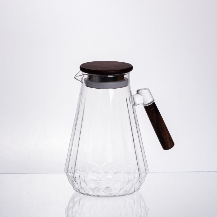 Глечик для напоїв 1.7 (л) для компоту, мохіто, лимонаду, сангрії скляний глечик із ручкою й бамбуковою кришкою 64486-71 (64486-71) - изображение 6