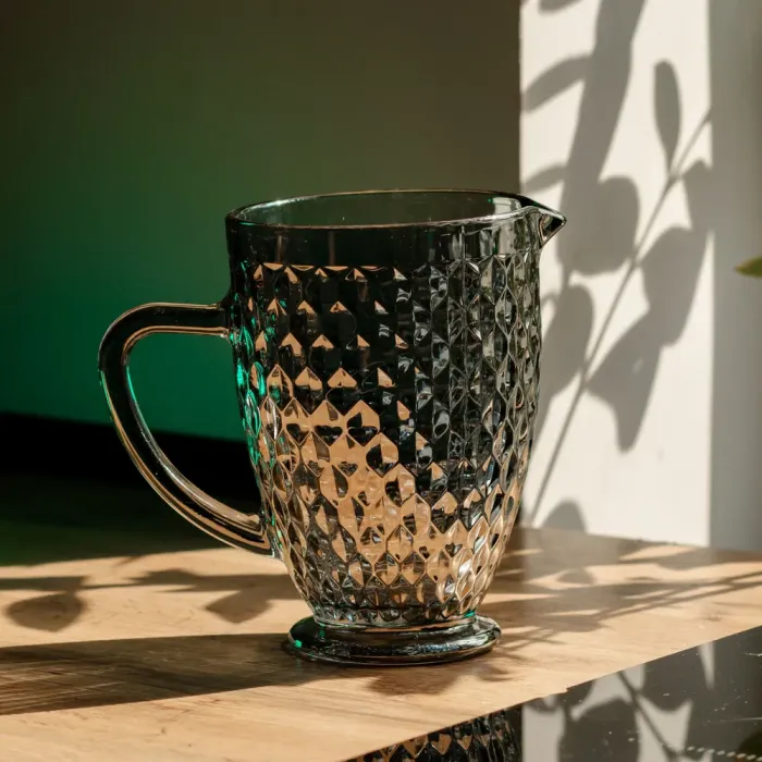 Глек для напоїв 1 літр для компоту, мохіто, лимонаду, сангрії скляний глек з ручкою Сірий HP-19-114 (HP-19-114) - зображення 4