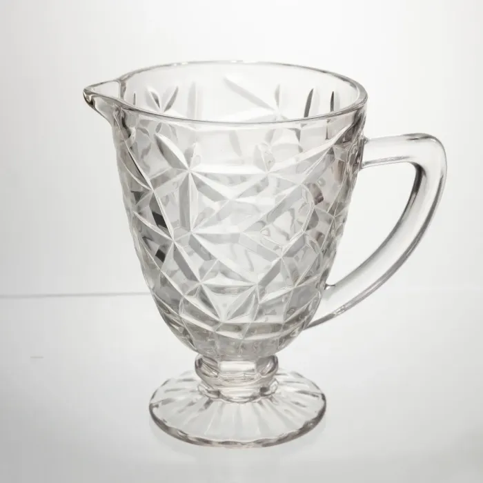 Глек скляний для компоту 1.2 л прозорий ребристий фігурний графин для лимонаду HP-19-163 (HP-19-163) - изображение 1