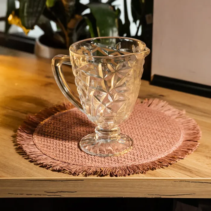 Глек скляний для компоту 1.2 л прозорий ребристий фігурний графин для лимонаду HP-19-163 (HP-19-163) - изображение 3