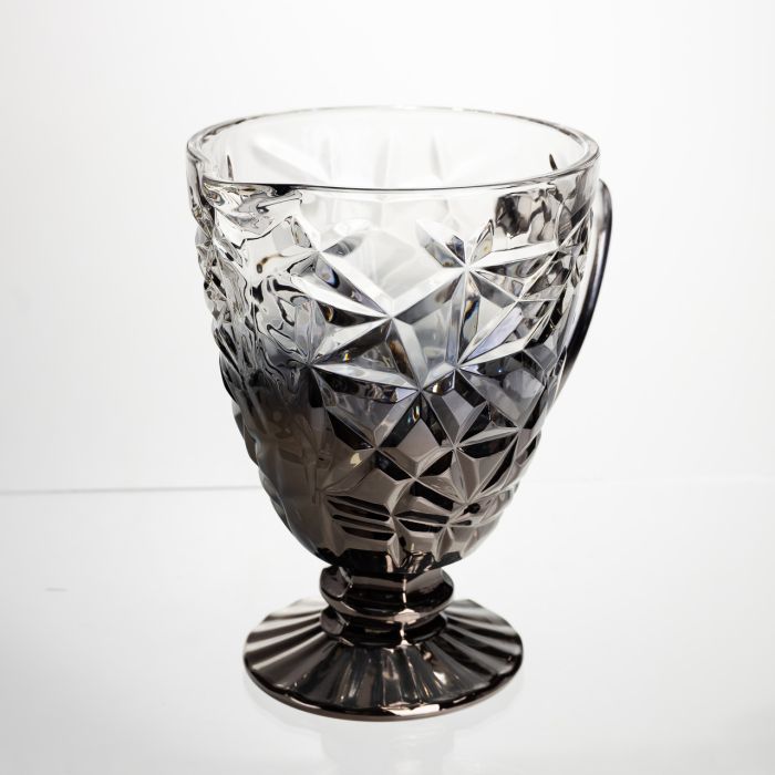 Глечик скляний для компоту 1.2 л ребристий фігурний графин для лимонаду мохіто-сангрії напоїв Сірий HP-19-179 (HP-19-179) - изображение 2