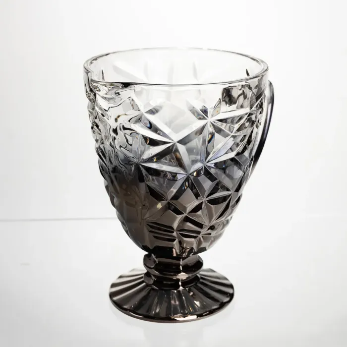 Глечик скляний для компоту 1.2 л ребристий фігурний графин для лимонаду мохіто-сангрії напоїв Сірий HP-19-179 (HP-19-179) - зображення 2