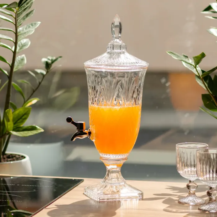 Лимонадниця з краном на ніжці скляна для напоїв 2 л 46 см HP-19-15 (HP-19-15) - зображення 1