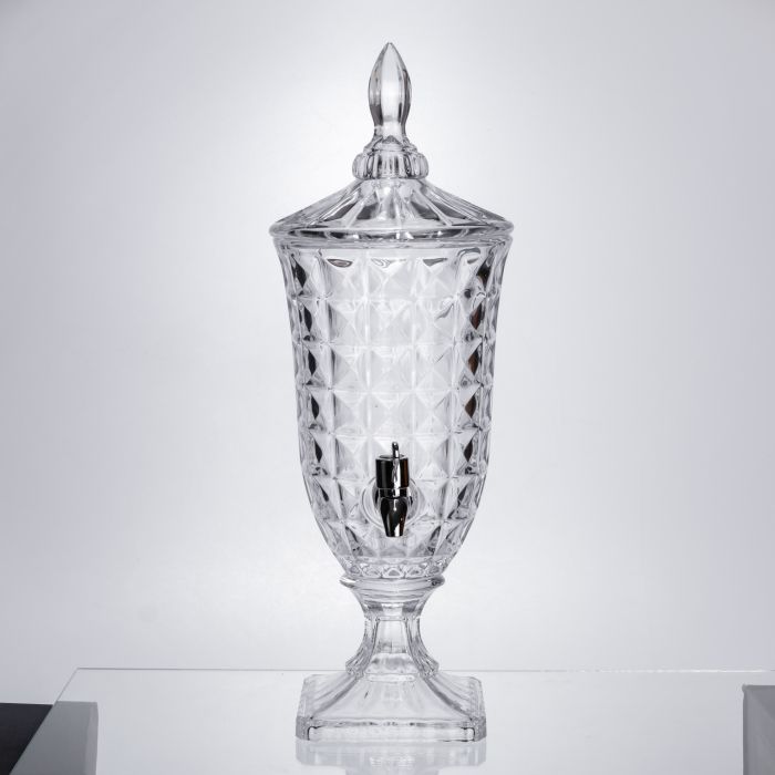 Лимонадниця з краном на підставці скляна 2 л лимонадник 46 см прозорий HP-19-12F (HP-19-12F) - изображение 2