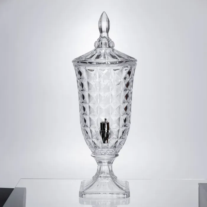 Лимонадниця з краном на підставці скляна 2 л лимонадник 46 см прозорий HP-19-12F (HP-19-12F) - зображення 2