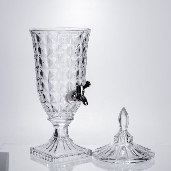 Лимонадниця з краном на підставці скляна 2 л лимонадник 46 см прозорий HP-19-12F (HP-19-12F) - изображение 3