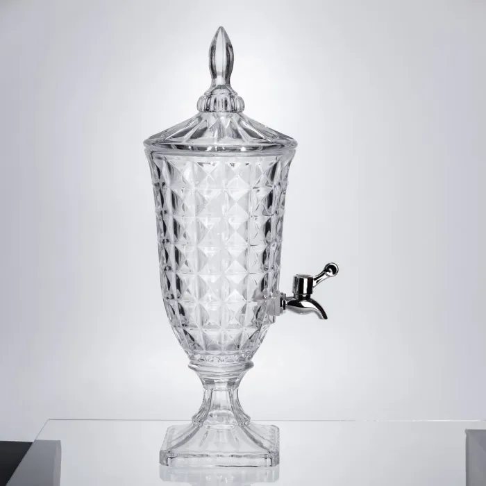 Лимонадниця з краном на підставці скляна 2 л лимонадник 46 см прозорий HP-19-12F (HP-19-12F) - зображення 4