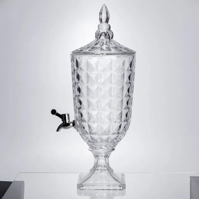 Лимонадниця з краном на підставці скляна 3 л лимонадник 48 см прозорий HP-19-18F (HP-19-18F) - зображення 1