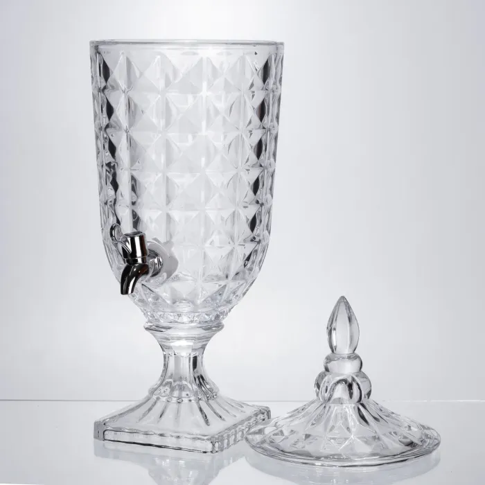 Лимонадниця з краном на підставці скляна 3 л лимонадник 48 см прозорий HP-19-18F (HP-19-18F) - зображення 2