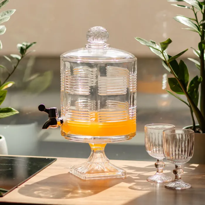 Лимонадниця з краном на підставці скляна прозора HP-19-2 (HP-19-2) - зображення 2