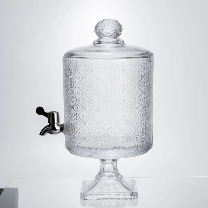 Лимонадниця з краном на підставці скляна 4.5 л лимонадник 39 см прозорий HP-19-3045-7 (HP-19-3045-7) - зображення 3