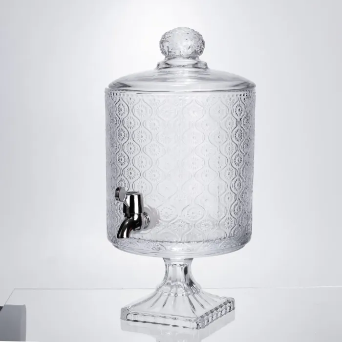 Лимонадниця з краном на підставці скляна 4.5 л лимонадник 39 см прозорий HP-19-3045-7 (HP-19-3045-7) - зображення 1