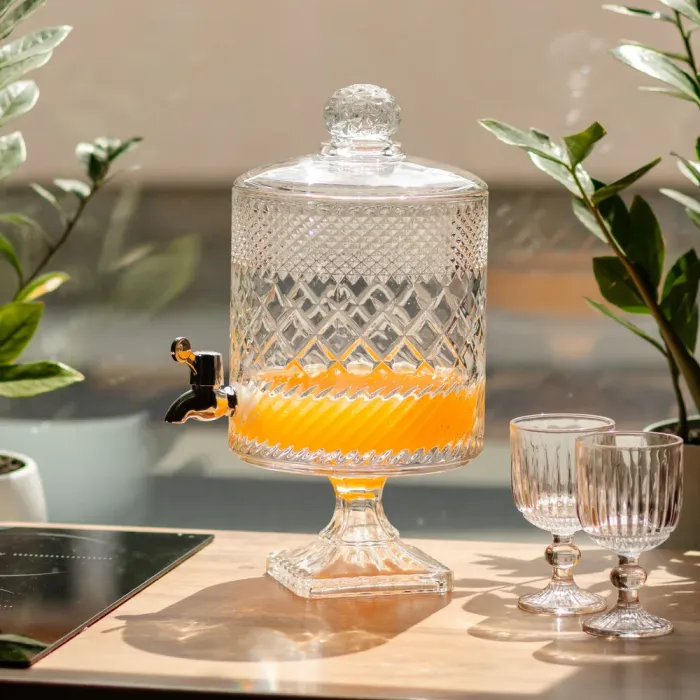 Лимонадниця з краном на підставці скляна 4.5 л Прозорий HP-19-4 (HP-19-4) - изображение 2