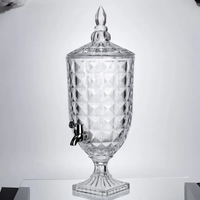 Лимонадниця з краном на підставці скляна 5 л лимонадник 51 см прозорий HP-19-18F-5 (HP-19-18F-5) - зображення 1