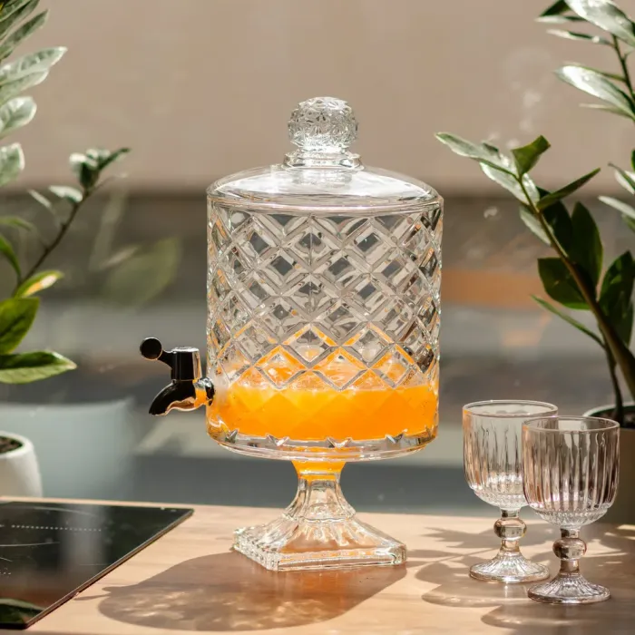 Лимонадниця з краном скляна 39 см 4.5 л на підставці HP-19-3 (HP-19-3) - изображение 2